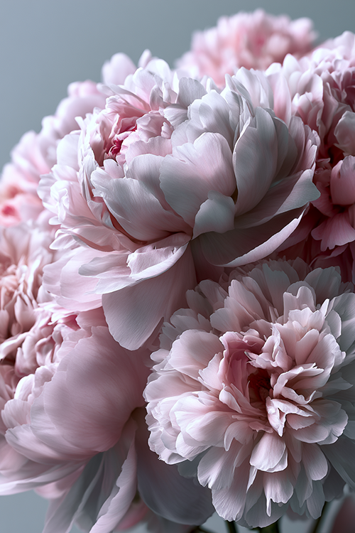 Delicate blush peonies with soft pastel petals and elegant floral textures in gentle natural light.
